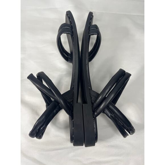 Steve Madden Jeena Ankle Strap Open Toe Black Leather Sandals Size 8 - Picture 5 of 8